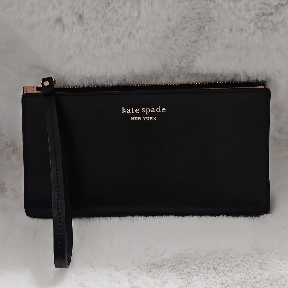 Kate Spade Black Leather Wristlet Clutch